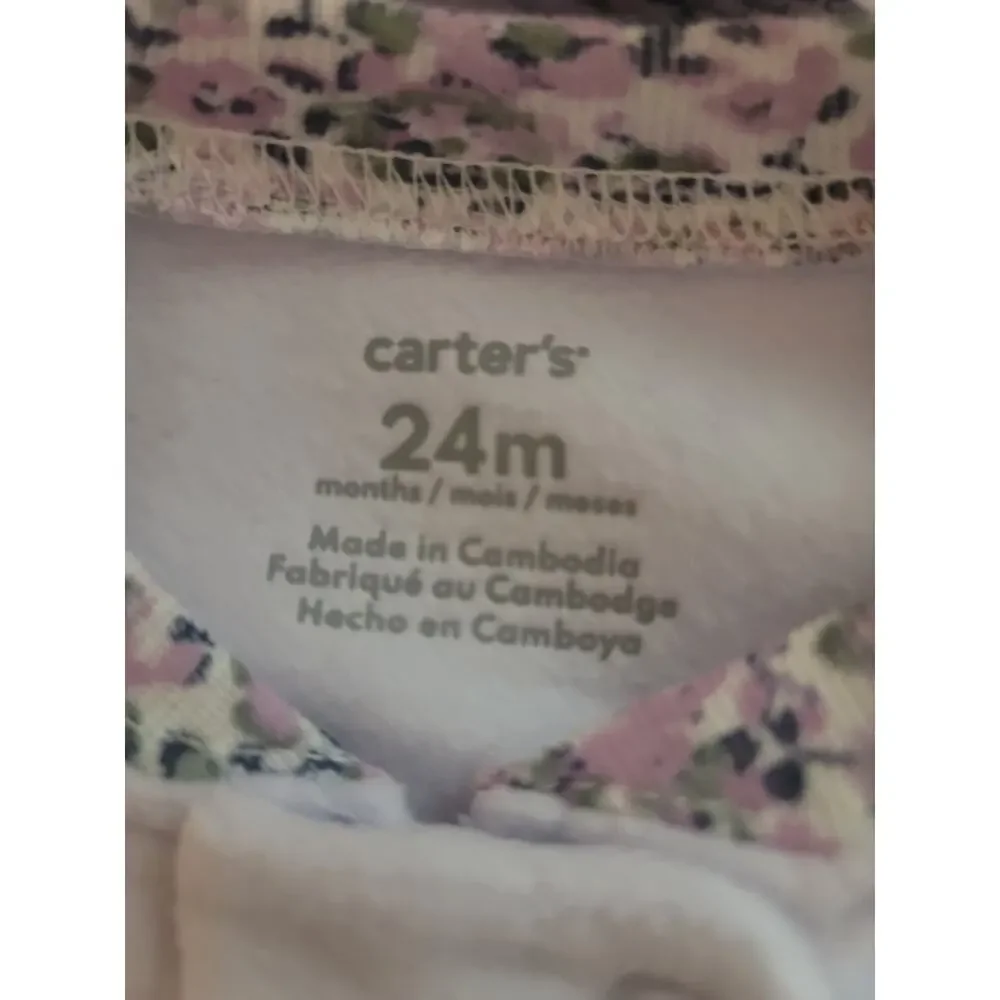Carter's Girls 24 Months Bunny Lilac Fleece One-Piece Footie PJs 2-way Zipper